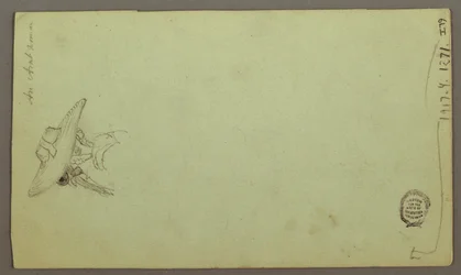 Teckning, Figurstudier, Segelbåt, Arkitekturstudier, möjligen 1868