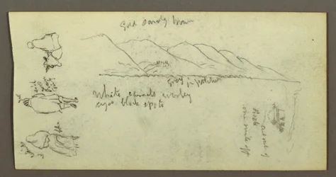 Teckning, Figurstudie, bergskedja, möjligen 1868
