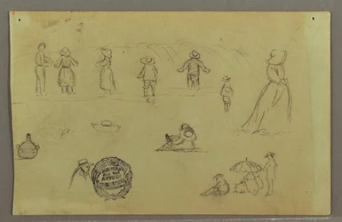 Teckning, Figurstudier vid bränningen, möjligen 1857-58