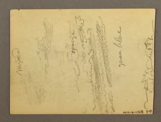 Teckning, Fragment av en kolonnad, fontän, möjligen 1868-69