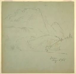 Teckning, Från en av Gosausjöarna, Salzkammergut, 6 augusti 1868