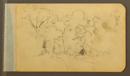 Teckning, Hill and Mountain Ranges; Averso: Väg i skogen, 1889