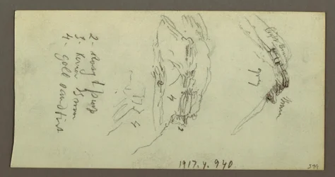 Teckning, Bergstoppar och sluttningar, möjligen 1868