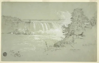 Ritning, Horseshoe Falls och Goat Island från Canadian Bank, 6 oktober 1856