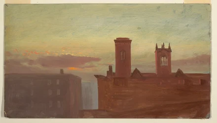 Teckning, Housetops/Hudson, ca 1867