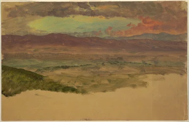 Teckning, landskap från Hudson Valley, ca 1880