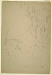Teckning, Is, Niagarafallen, 20 mars 1856