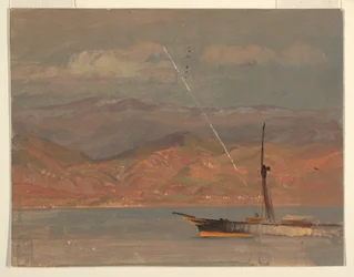 Ritning, italienska kusten, utanför Messinasundet, juli 1868