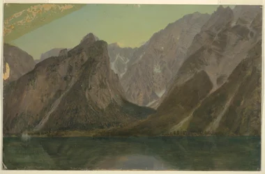 Teckning, Koenigseee, nära Berchtesgadan, Bayern, 1868