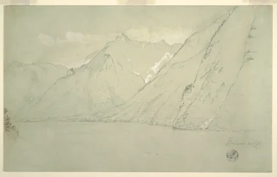 Ritning, Königssee från Falkenstein, juli 1868