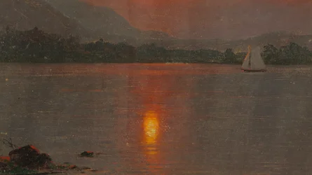 Teckning, Lake Millinocket, solnedgång, 1870-80
