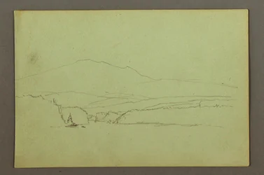 Teckning, Lake, hillrange, möjligen 1856