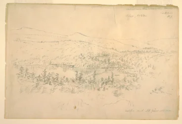 Ritning, Sjöar nära bergshuset, september 1844