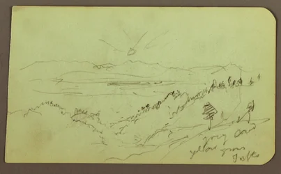 Teckning, Landskap; Verso: Figur, Landskap, 1883