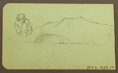 Teckning, Landskap; Verso: Figur, Landskap, 1883