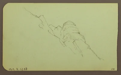 Teckning, Landskap; Verso: Bergssluttning, 1883