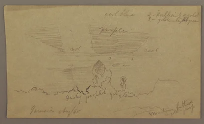 Teckning, Landskap; Verso: Himmel, augusti 1865