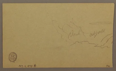 Teckning, Landskap; Verso: Himmel, augusti 1865