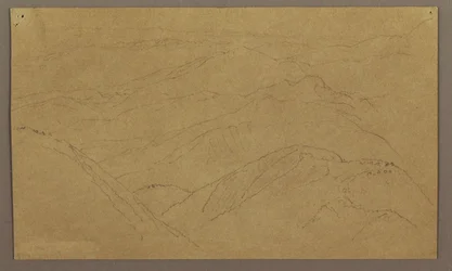 Teckning, Landskap; Verso: Träd i landskap, himmel, maj-augusti 1865