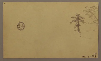 Teckning, Landskap; Verso: Träd i landskap, himmel, maj-augusti 1865