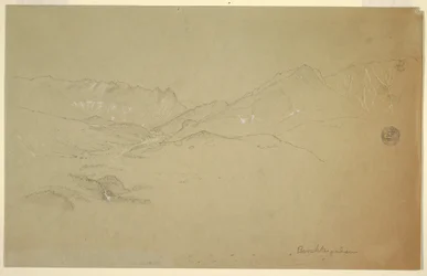 Teckning, Landskap nära Berchtesgaden, juni-juli 1868