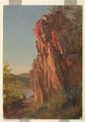 Teckning, Landskap med stor klippa, möjligen North Carolina, 1865-70