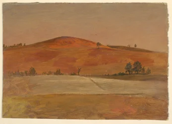 Teckning, Landskap med låg kulle och fält, 1870-80