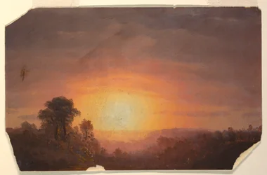 Teckning, Landskap med solnedgång, 1860-70