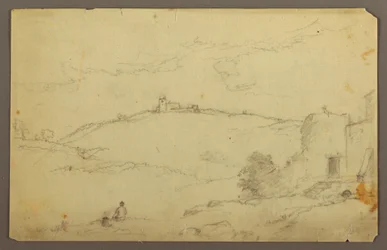 Teckning, Landskap med figurer, 1885