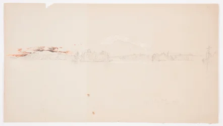 Teckning, Millinocket Lake, vy över Mt. Katahdin, september 1878
