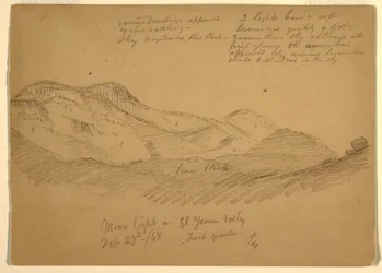 Teckning, Månsken i El Yumen-dalen, Arabien, 29 februari 1868