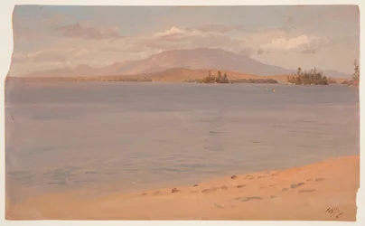 Teckning, Mount Katahdin från Lake Millinocket, 1878