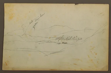 Teckning, Bergslandskap, Colombia eller Ecuador, 1853