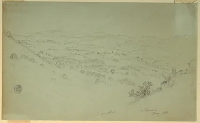 Teckning, Bergslandskap, Jamaica, 1865