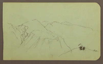 Teckning, Bergslandskap; Verso: Landskap, 1883