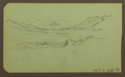 Teckning, Bergslandskap; Verso: Landskap, 1883