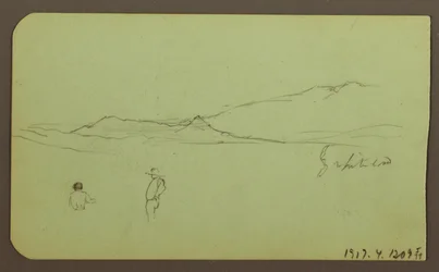 Teckning, Bergslandskap; Averso: Bergslandskap, Figur, 1883