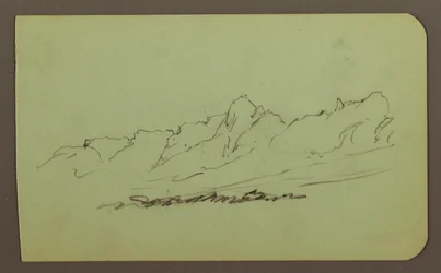 Teckning, Bergslandskap; Verso: Bergskedja, Figur, 1883