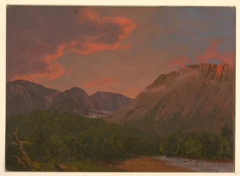 Teckning, Bergslandskap vid solnedgång, 1865