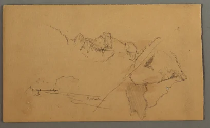 Teckning, bergstoppar, 1868