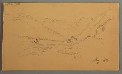 Teckning, bergstoppar, 1868