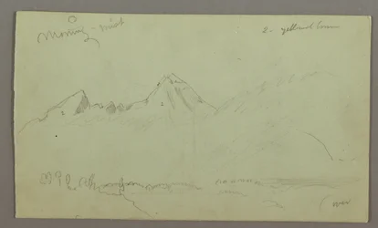 Teckning, bergstoppar, möjligen 1868