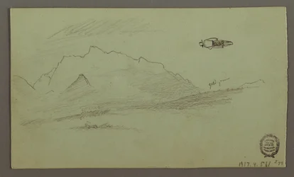 Teckning, bergstoppar, möjligen 1868