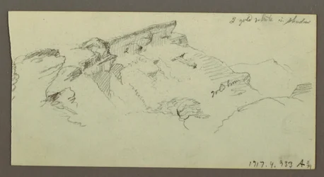 Teckning, bergstoppar, möjligen 1868