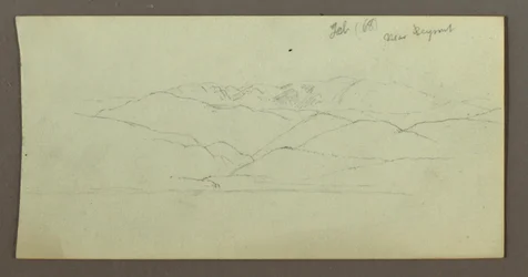 Teckning, bergskedja, februari 1868