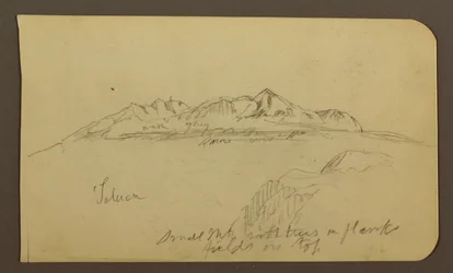 Teckning, bergskedja, Toluca; Verso: Bergskedja, Toluca, 7 januari 1885