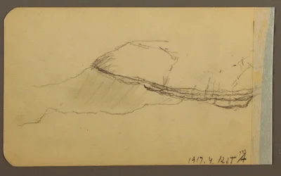 Teckning, Mountain Side, torn; Verso: Mountain Side, 1889