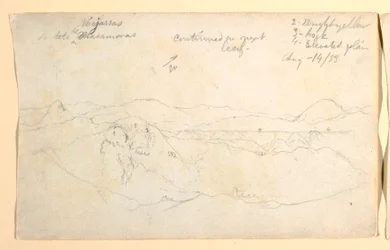 Teckning, Bergslandskap, Colombia, 14 augusti 1853