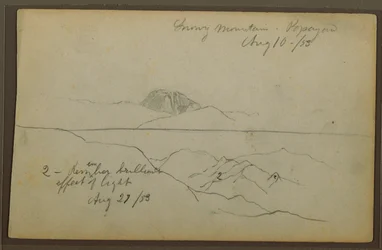 Teckning, berg, Popayan, Colombia, augusti 1853