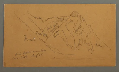 Teckning, Berg från Valais, Penninska alperna, augusti 1868